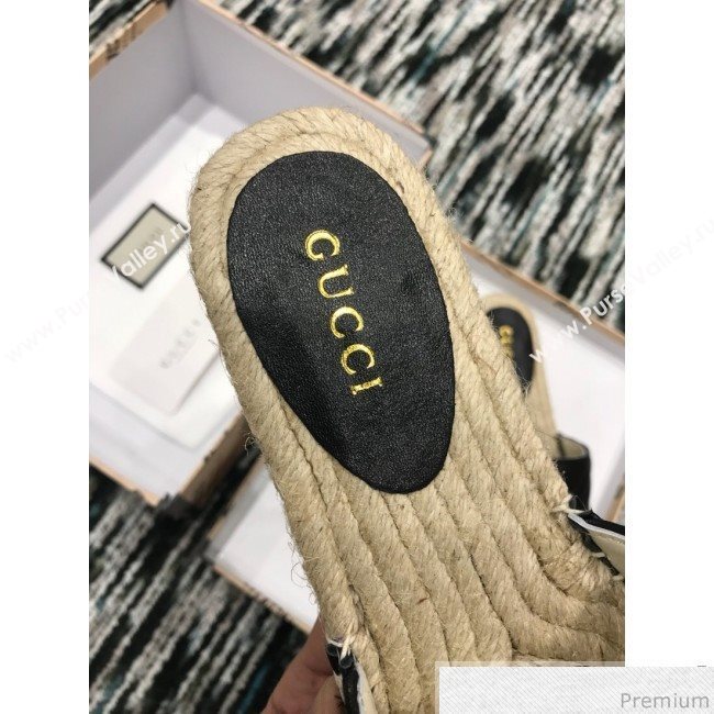 Gucci Leather Espadrille Slide Sandal 573028 Black 2019 (LRF-9032824)