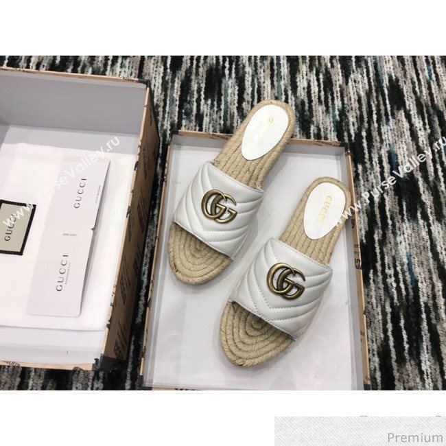 Gucci Leather Espadrille Slide Sandal 573028 White 2019 (LRF-9032825)