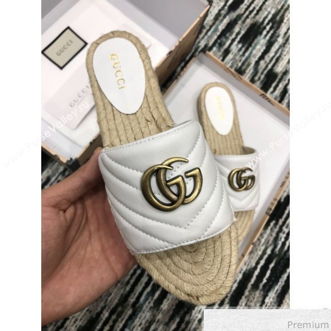 Gucci Leather Espadrille Slide Sandal 573028 White 2019 (LRF-9032825)