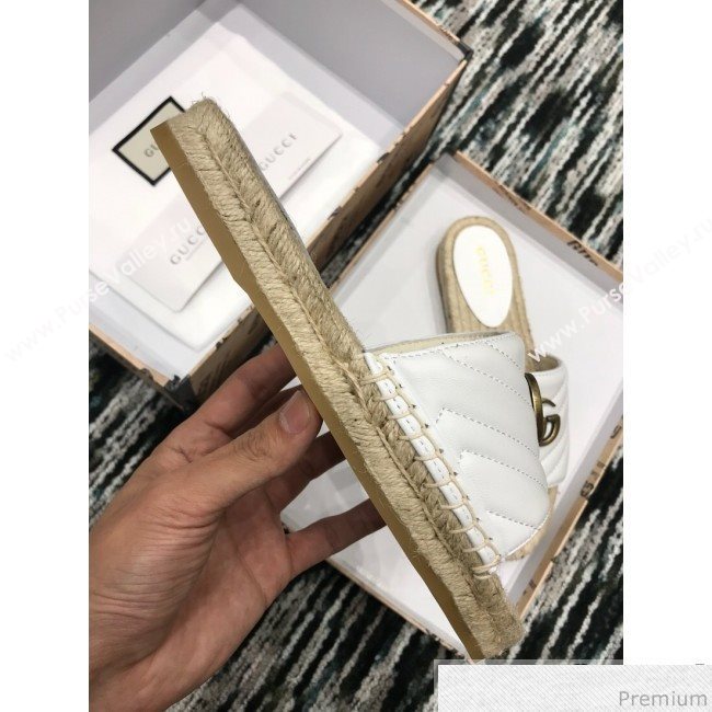 Gucci Leather Espadrille Slide Sandal 573028 White 2019 (LRF-9032825)