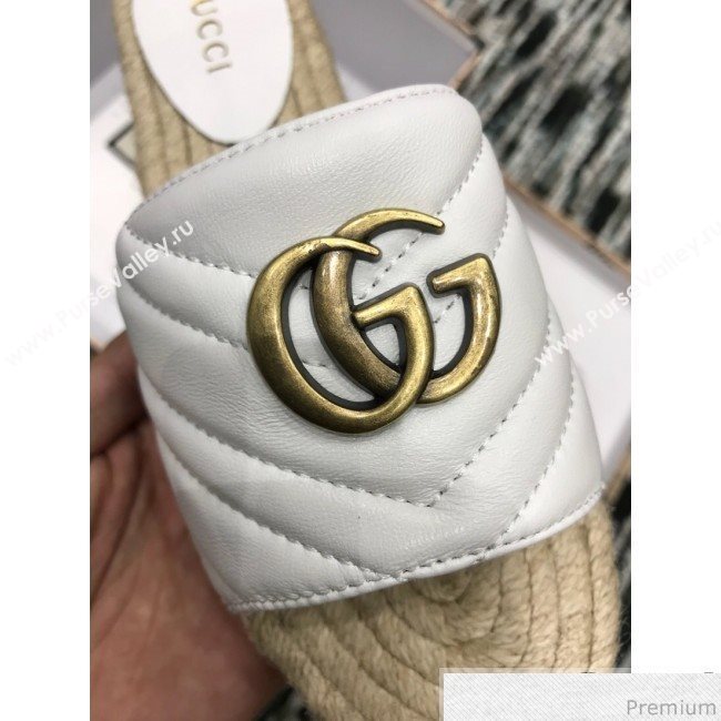 Gucci Leather Espadrille Slide Sandal 573028 White 2019 (LRF-9032825)