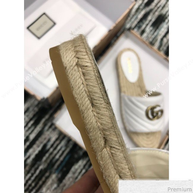 Gucci Leather Espadrille Slide Sandal 573028 White 2019 (LRF-9032825)