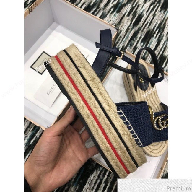 Gucci Knit Platform Espadrille Sandal Dark Blue 2019 (LRF-9032827)