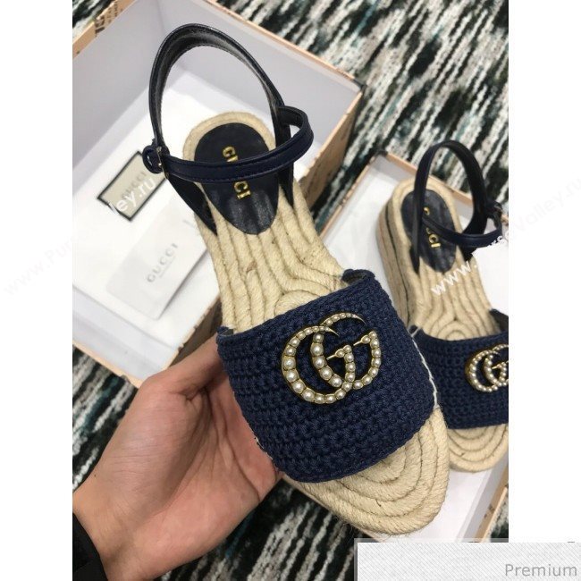 Gucci Knit Platform Espadrille Sandal Dark Blue 2019 (LRF-9032827)