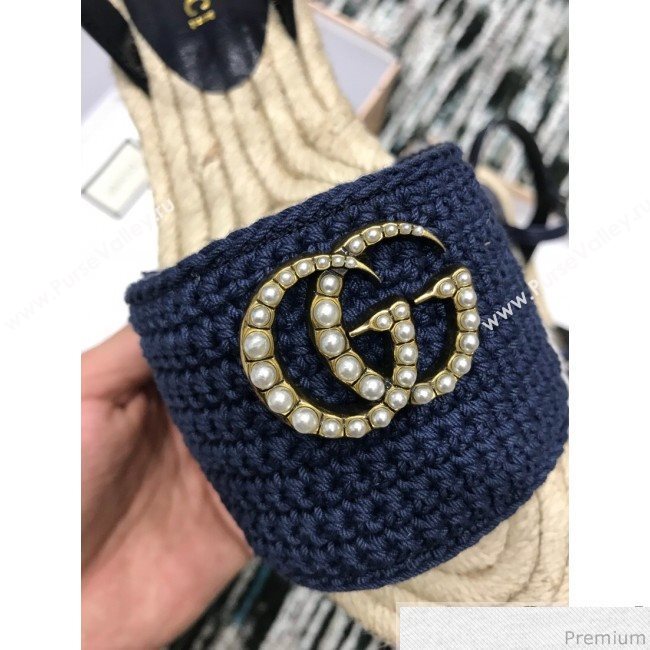Gucci Knit Platform Espadrille Sandal Dark Blue 2019 (LRF-9032827)