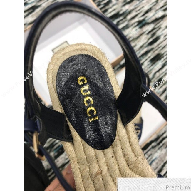 Gucci Knit Platform Espadrille Sandal Dark Blue 2019 (LRF-9032827)