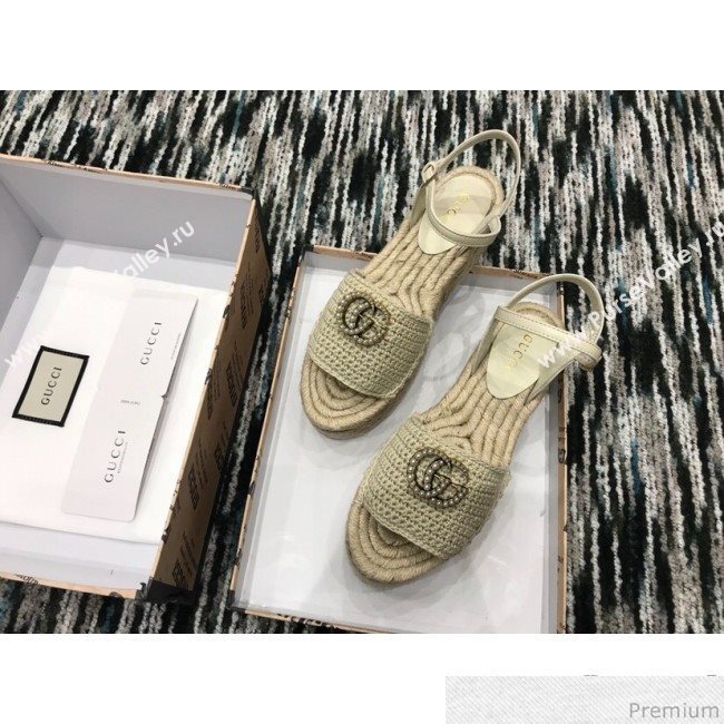 Gucci Knit Platform Espadrille Sandal Light Beige 2019 (LRF-9032829)
