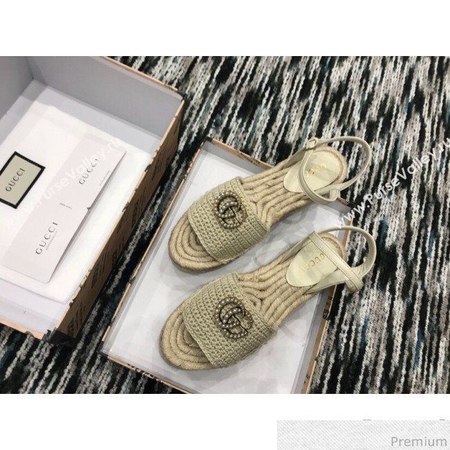 Gucci Knit Platform Espadrille Sandal Light Beige 2019 (LRF-9032829)