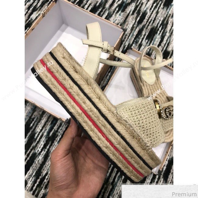 Gucci Knit Platform Espadrille Sandal Light Beige 2019 (LRF-9032829)