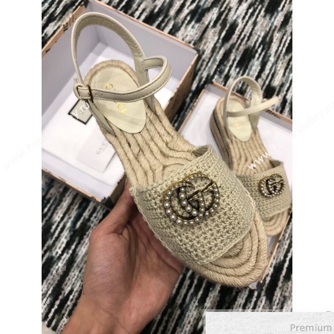 Gucci Knit Platform Espadrille Sandal Light Beige 2019 (LRF-9032829)