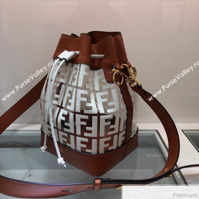 Fendi PU Mon Tresor Bucket Bag Brown/White 2019 (AFEI-9032616)