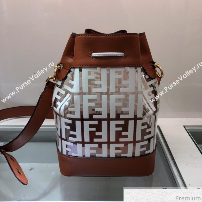Fendi PU Mon Tresor Bucket Bag Brown/White 2019 (AFEI-9032616)