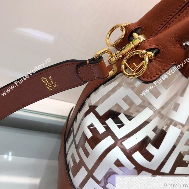 Fendi PU Mon Tresor Bucket Bag Brown/White 2019 (AFEI-9032616)