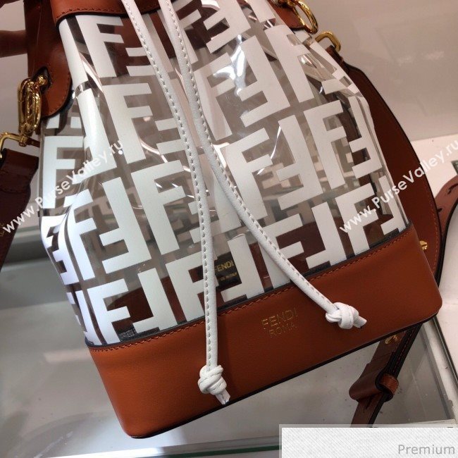 Fendi PU Mon Tresor Bucket Bag Brown/White 2019 (AFEI-9032616)