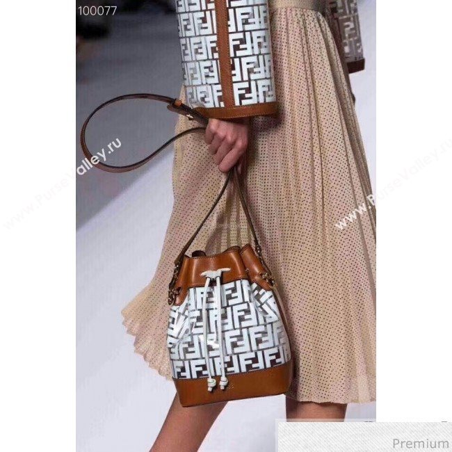 Fendi PU Mon Tresor Bucket Bag Brown/White 2019 (AFEI-9032616)