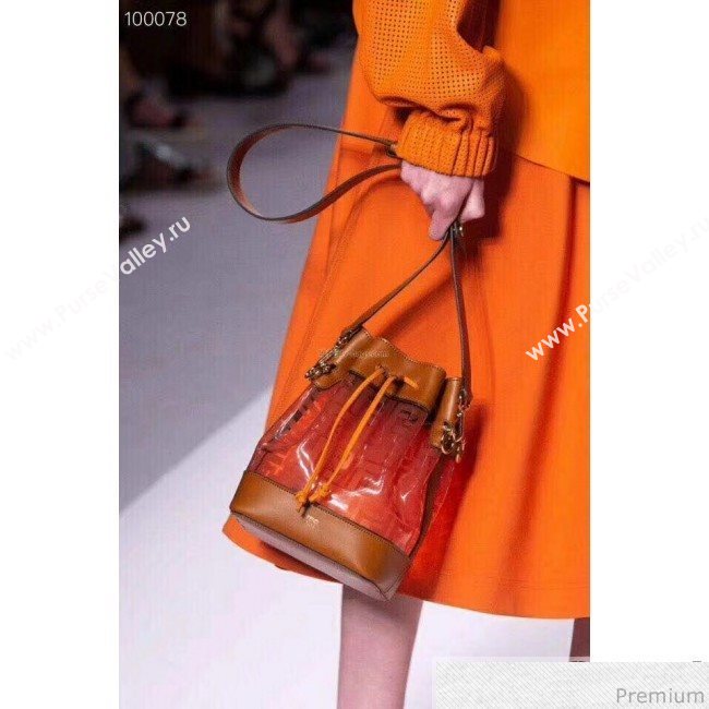 Fendi PU Mon Tresor Bucket Bag Brown/Red 2019 (AFEI-9032615)