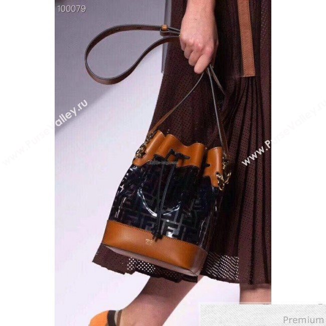 Fendi PU Mon Tresor Bucket Bag Brown/Black 2019 (AFEI-9032619)