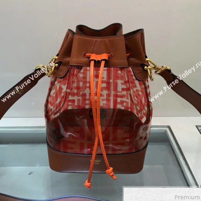 Fendi PU Mon Tresor Bucket Bag Brown/Red 2019 (AFEI-9032615)