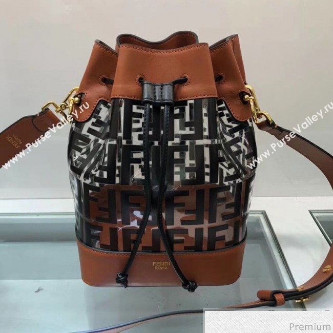 Fendi PU Mon Tresor Bucket Bag Brown/Black 2019 (AFEI-9032619)