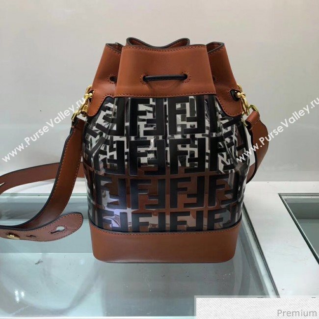 Fendi PU Mon Tresor Bucket Bag Brown/Black 2019 (AFEI-9032619)