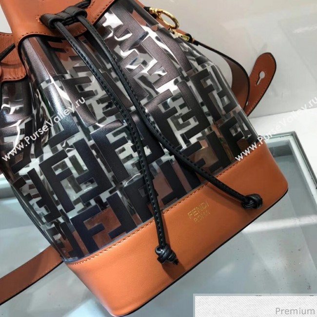 Fendi PU Mon Tresor Bucket Bag Brown/Black 2019 (AFEI-9032619)