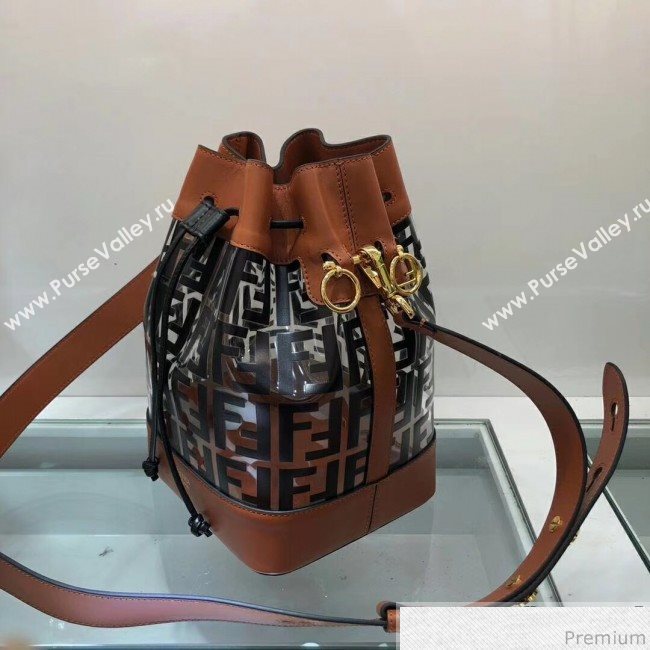 Fendi PU Mon Tresor Bucket Bag Brown/Black 2019 (AFEI-9032619)