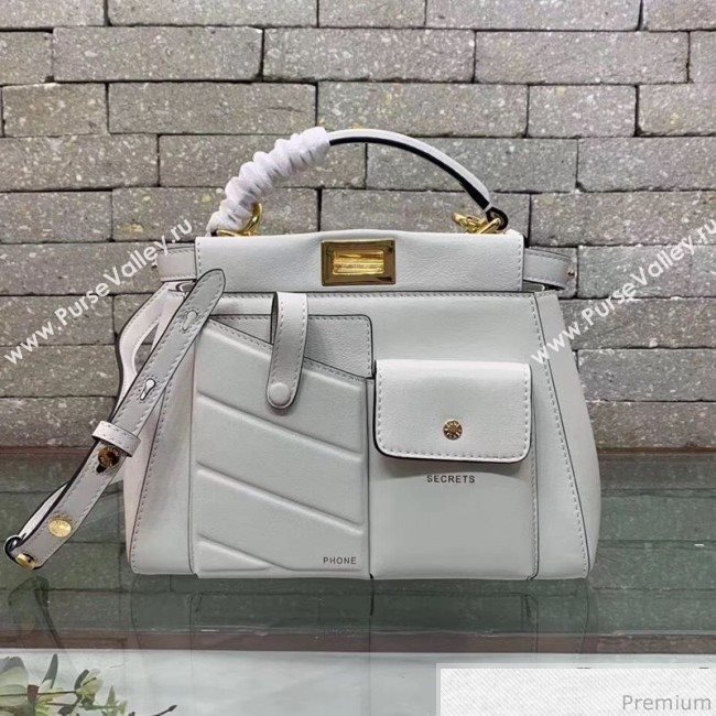 Fendi Peekaboo Mini Pocket White 2019 (AFEI-9032621)