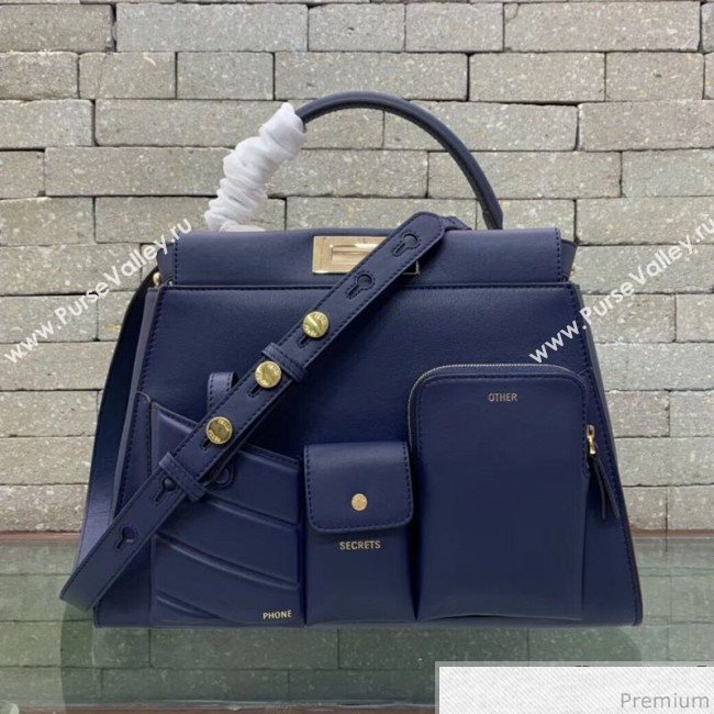 Fendi Peekaboo Regular Pocket Blue 2019 (AFEI-9032626)