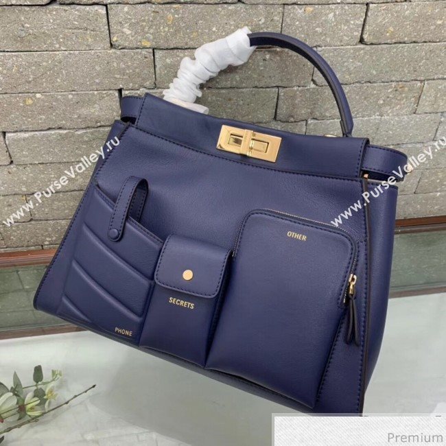 Fendi Peekaboo Regular Pocket Blue 2019 (AFEI-9032626)