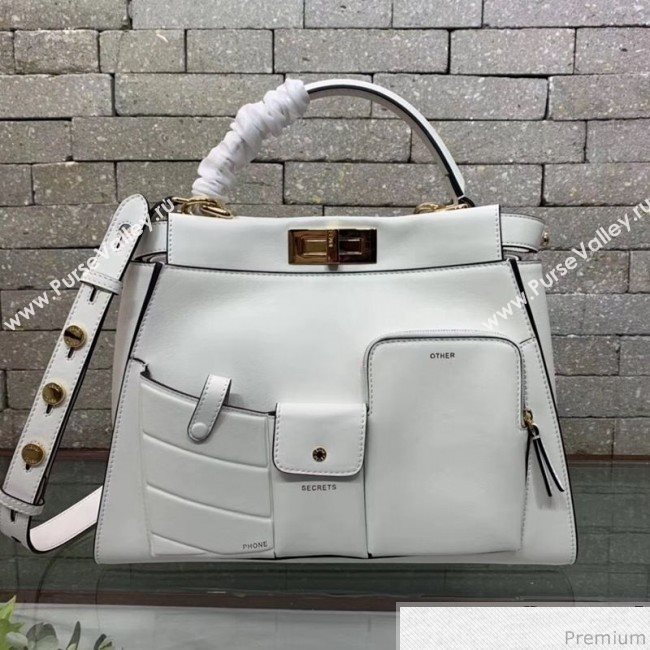 Fendi Peekaboo Regular Pocket White 2019 (AFEI-9032624)