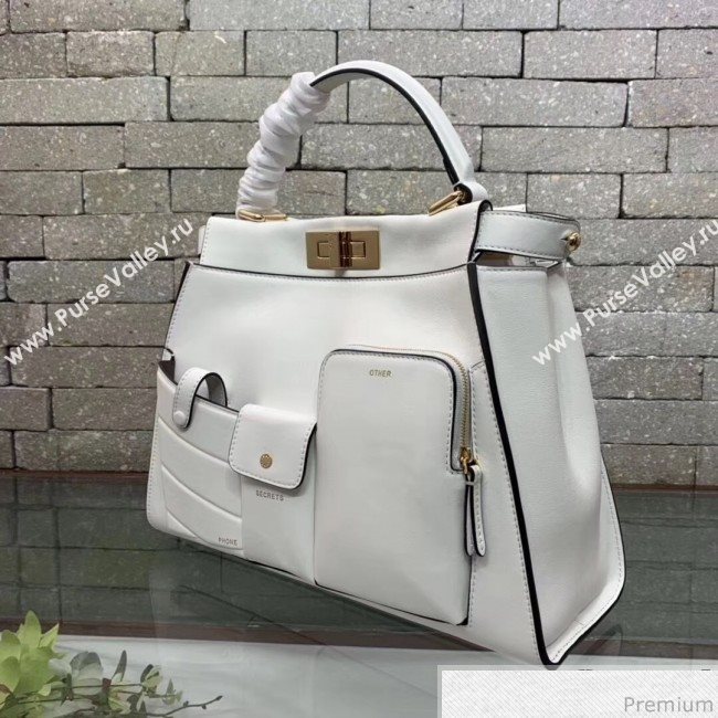 Fendi Peekaboo Regular Pocket White 2019 (AFEI-9032624)