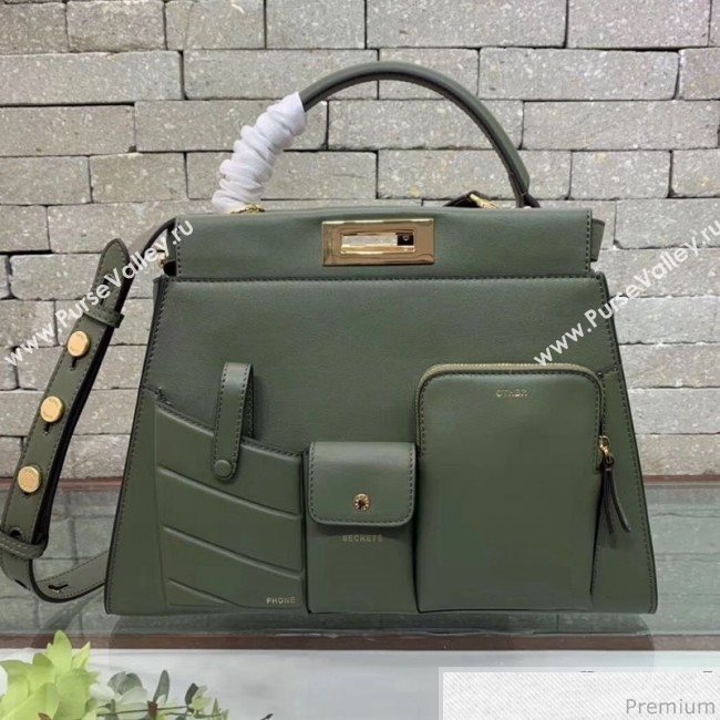 Fendi Peekaboo Regular Pocket Green 2019 (AFEI-9032625)