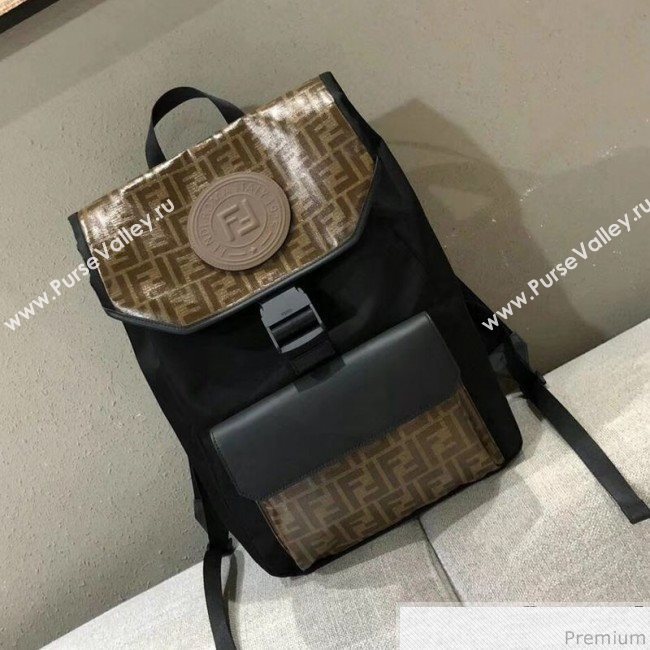 Fendi Rama FF Fabric Backpack Brown/Black 2019 (AFEI-9032627)