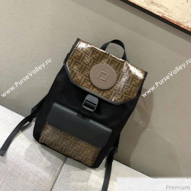 Fendi Rama FF Fabric Backpack Brown/Black 2019 (AFEI-9032627)