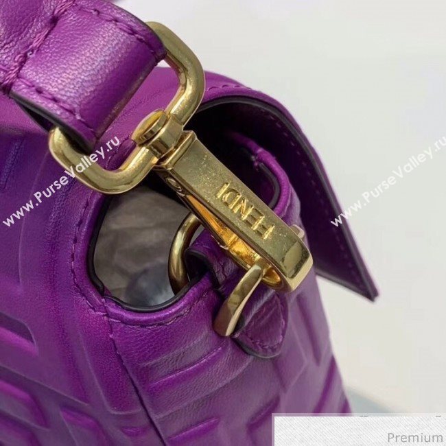 Fendi Baguette Medium FF Logo Lambskin Flap Bag Purple 2019 (CL-9032634)
