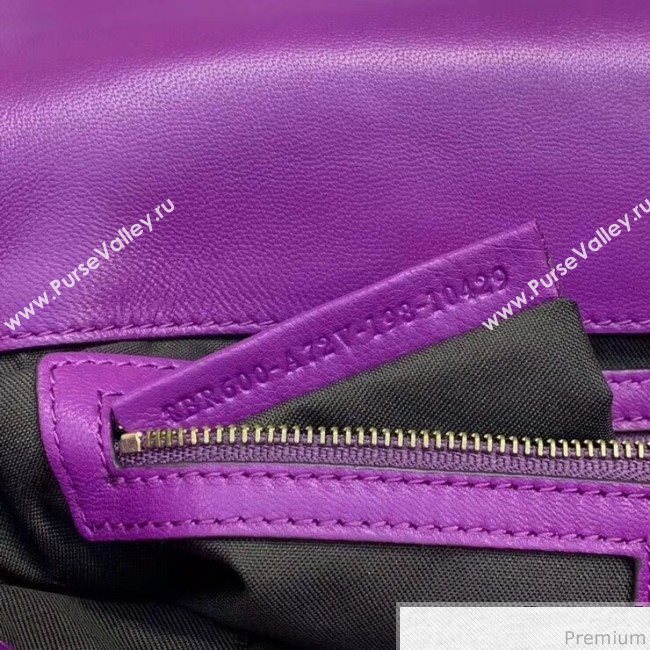 Fendi Baguette Medium FF Logo Lambskin Flap Bag Purple 2019 (CL-9032634)