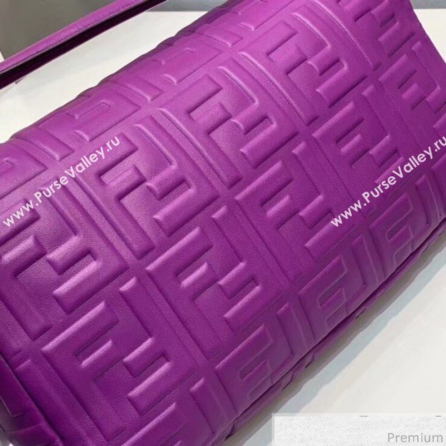 Fendi Baguette Large FF Logo Lambskin Flap Bag Purple 2019 (CL-9032635)