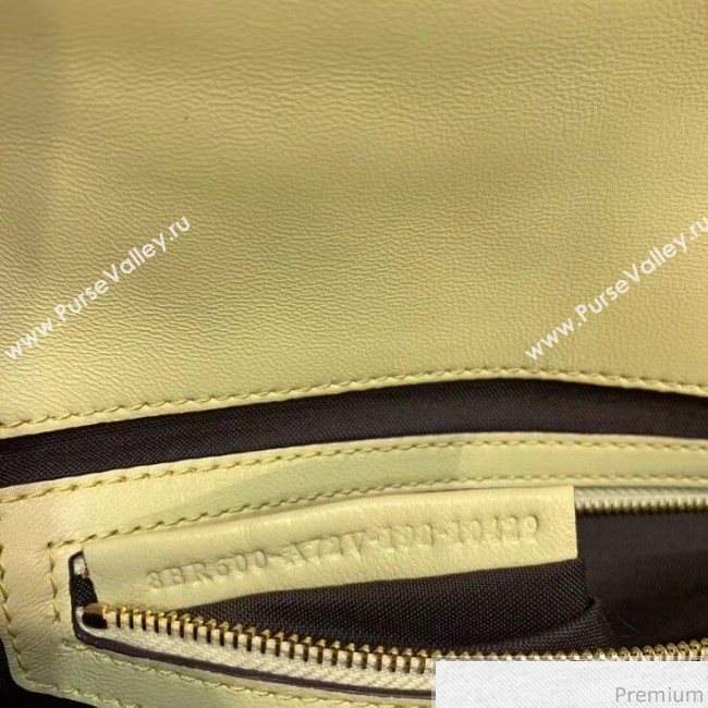 Fendi Baguette Large FF Logo Lambskin Flap Bag Light Yellow 2019 (CL-9032636)