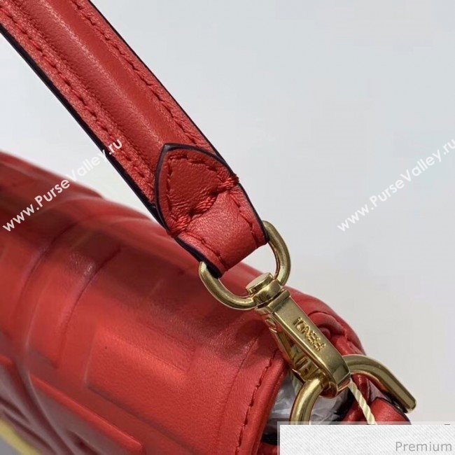 Fendi Baguette Mini FF Logo Lambskin Flap Bag Red 2019 (CL-9032637)