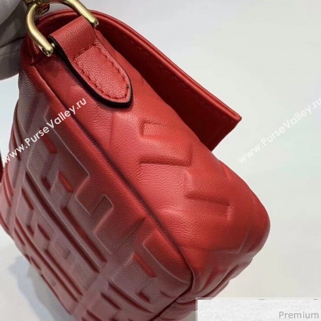 Fendi Baguette Mini FF Logo Lambskin Flap Bag Red 2019 (CL-9032637)
