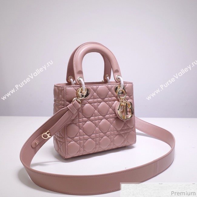 Dior Lady Dior Bag 20cm in Cannage Lambskin Light Pink 2019 (BFS-9032643)