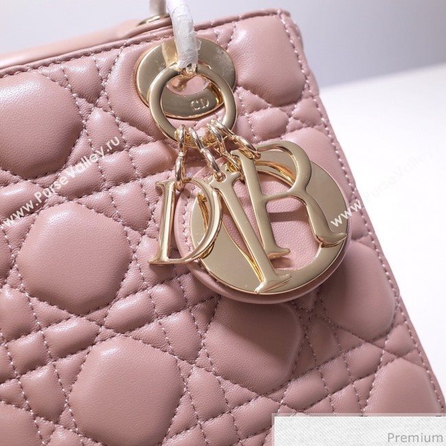 Dior Lady Dior Bag 20cm in Cannage Lambskin Light Pink 2019 (BFS-9032643)
