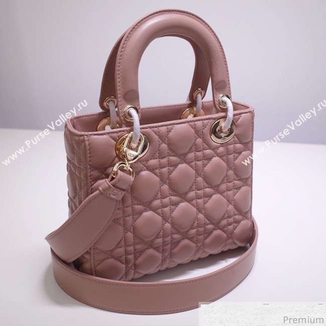 Dior Lady Dior Bag 20cm in Cannage Lambskin Light Pink 2019 (BFS-9032643)