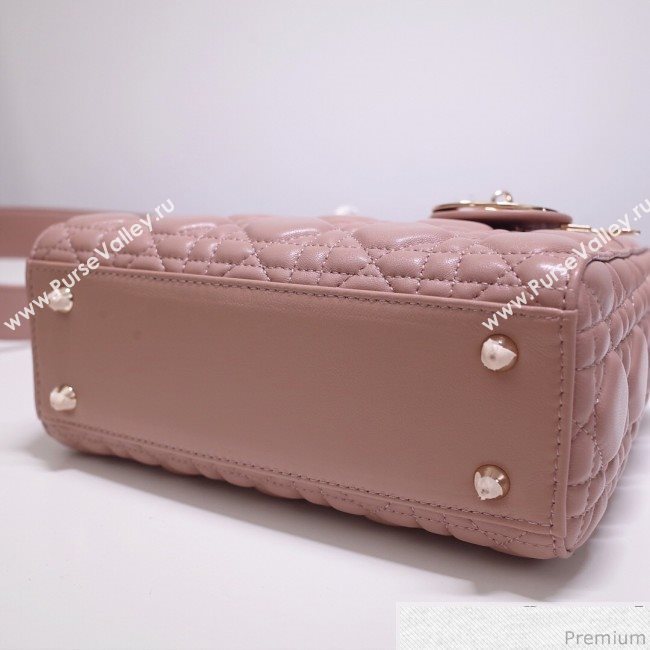 Dior Lady Dior Bag 20cm in Cannage Lambskin Light Pink 2019 (BFS-9032643)