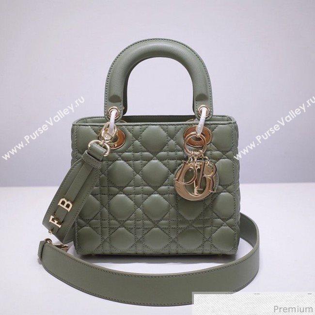 Dior Lady Dior Bag 20cm in Cannage Lambskin Green 2019 (BFS-9032642)