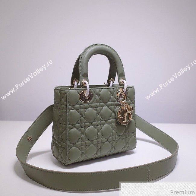 Dior Lady Dior Bag 20cm in Cannage Lambskin Green 2019 (BFS-9032642)
