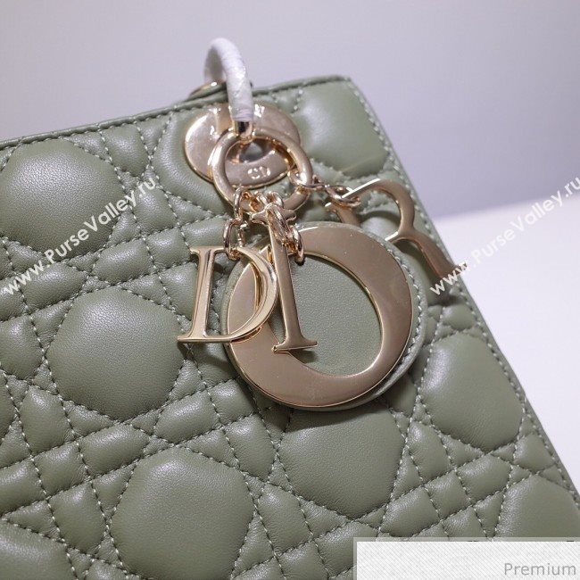 Dior Lady Dior Bag 20cm in Cannage Lambskin Green 2019 (BFS-9032642)