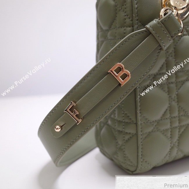 Dior Lady Dior Bag 20cm in Cannage Lambskin Green 2019 (BFS-9032642)