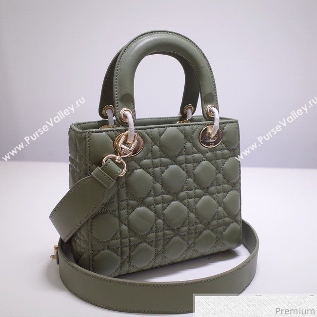 Dior Lady Dior Bag 20cm in Cannage Lambskin Green 2019 (BFS-9032642)