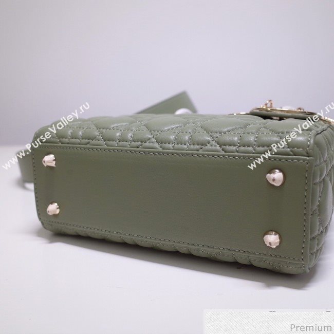Dior Lady Dior Bag 20cm in Cannage Lambskin Green 2019 (BFS-9032642)